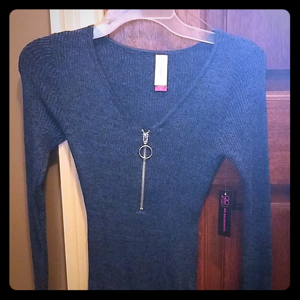 Pull zip ribbed shirt